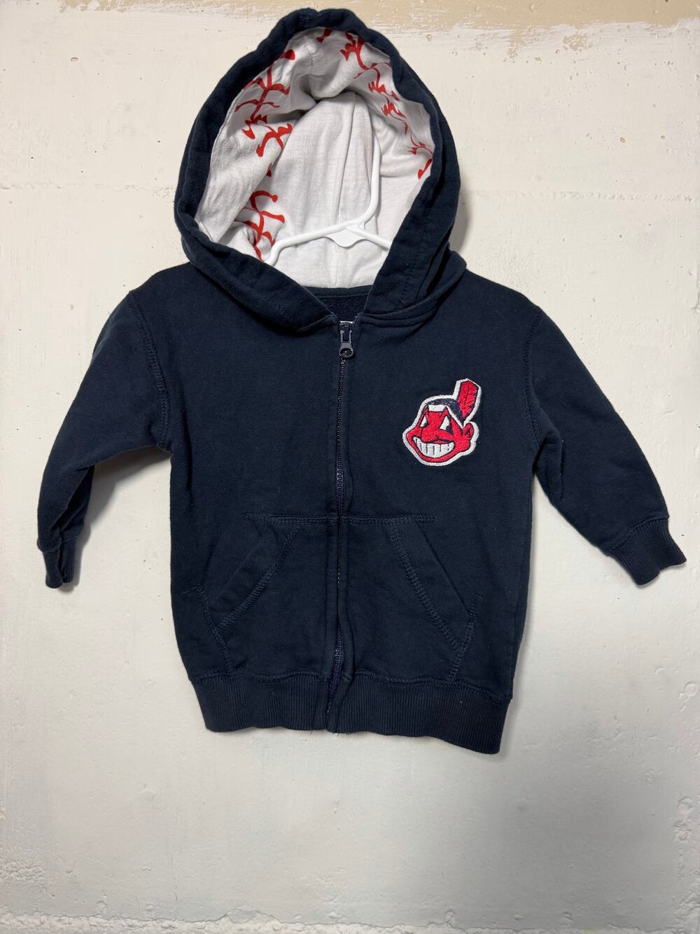 Vintage Cleveland Indians Navy Full Zip Sweatshirt Size 18 Months